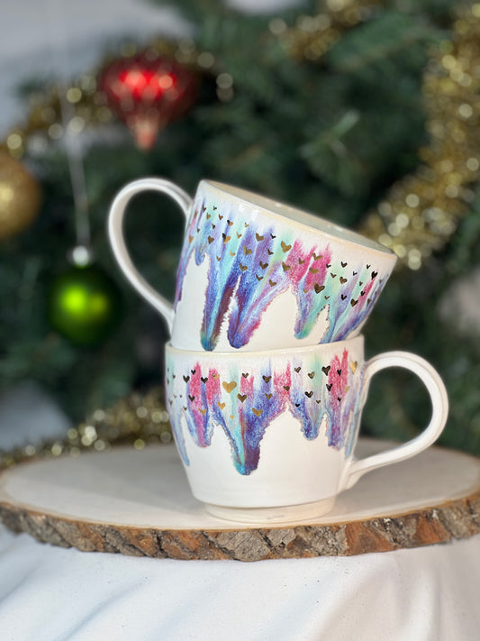 Cascading colors 12 oz mug w gold luster hearts(1)