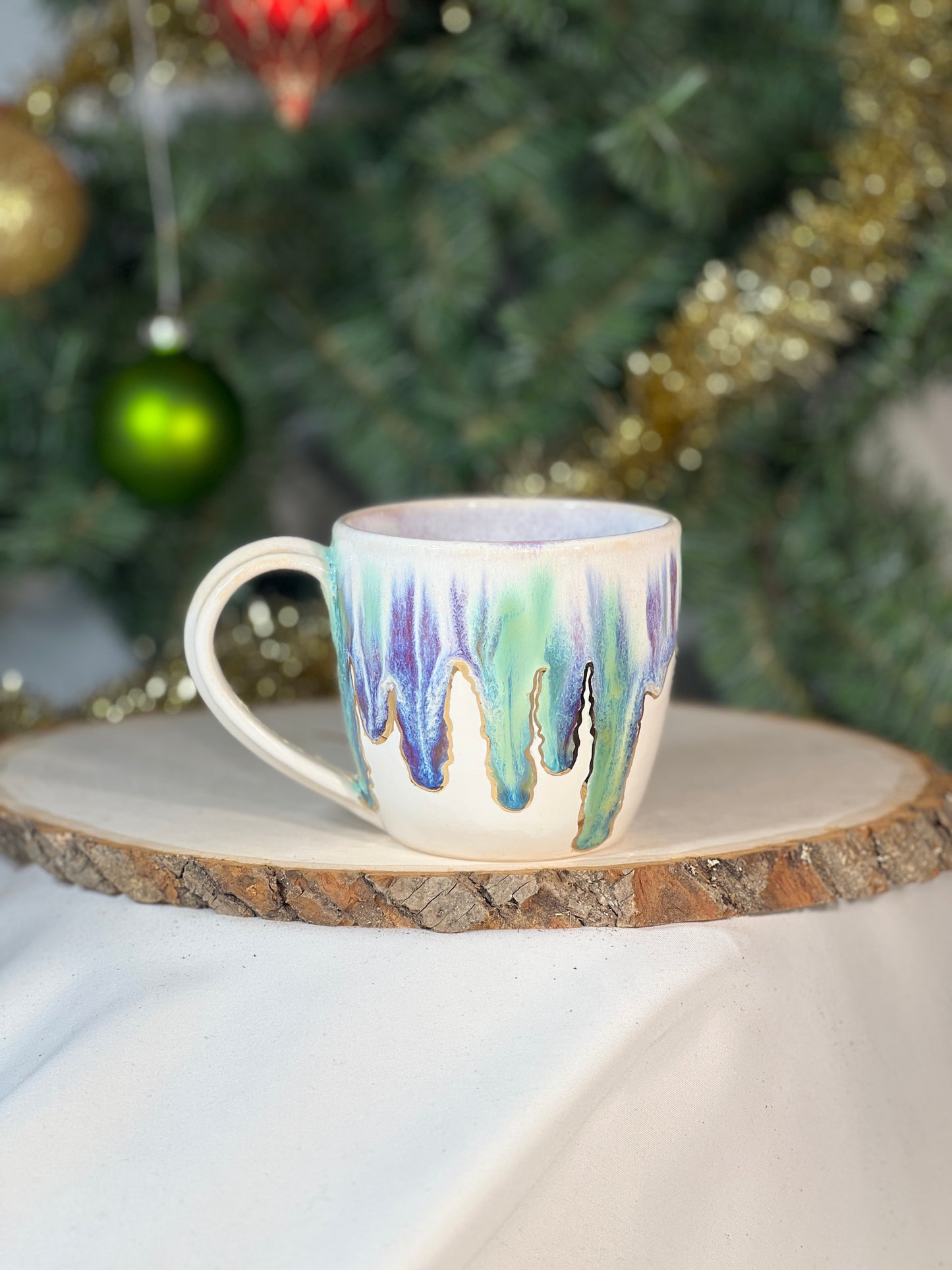 Mermaid cascading colors 12 oz mug w gold luster accent