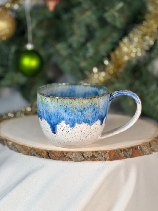 Blue drip 16 oz speckle mug