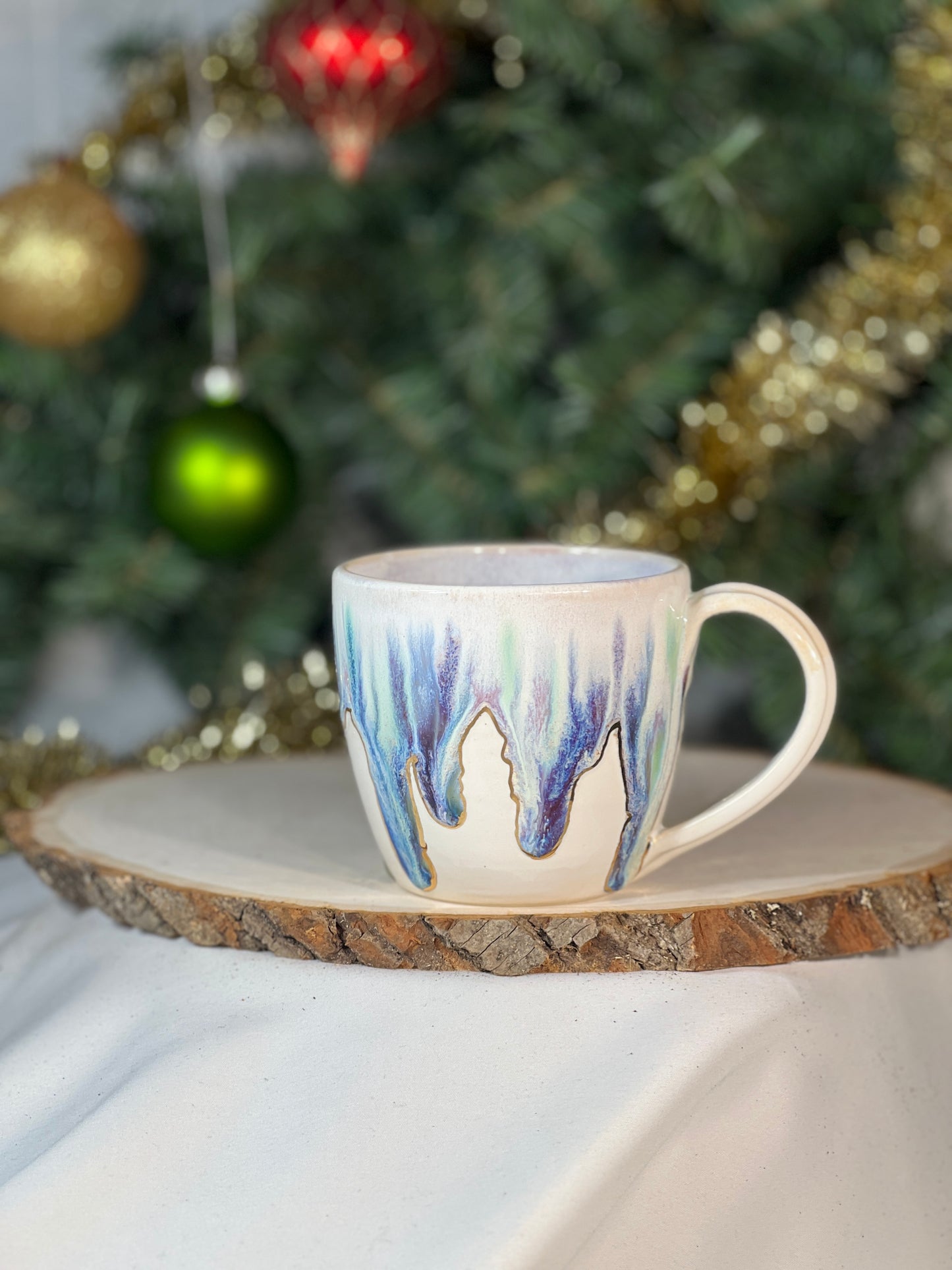 Mermaid cascading colors 12 oz mug w gold luster accent